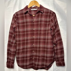 Sonoma Burgundy Plaid Long Sleeved Button Up XS